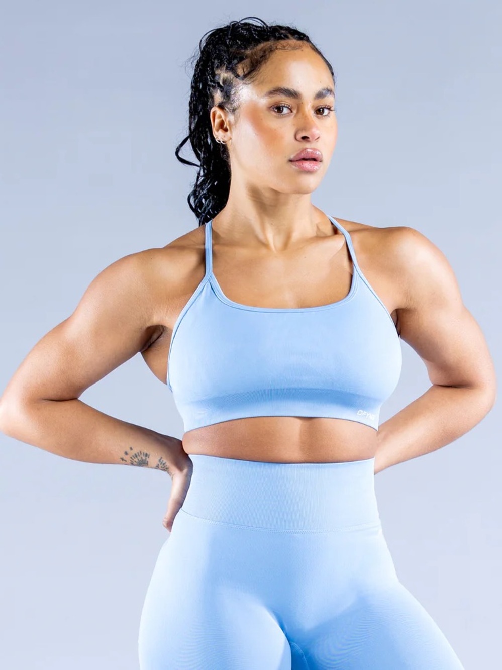 Light Blue Athletic Sports Bra & Shorts - Women's High-Waist Performance Shorts